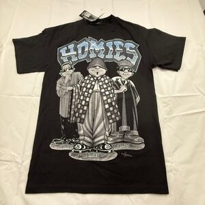 Homies Graphic T-Shirt Mens Black David Gonzales Art
